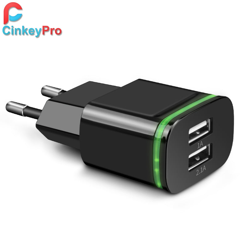 2 Ports LED Light  USB Charger 5V 2A Wall Adapter Mobile Phone Micro Data Charging For all phones