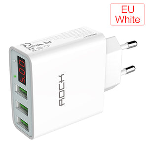 LED Display 3 USB Charger,  Universal Mobile Phone USB Charger Fast Charging Wall Charger