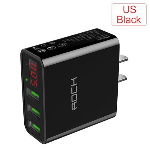 LED Display 3 USB Charger,  Universal Mobile Phone USB Charger Fast Charging Wall Charger