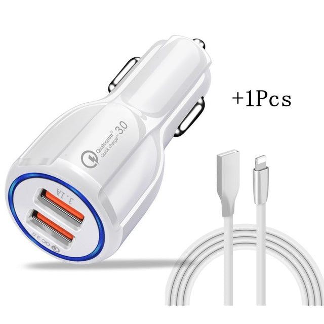 Car USB Charger Quick Charge 3.0 2.0 Mobile Phone Charger 2 Port USB Fast Car Charger for phone and tablet