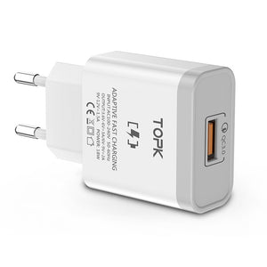 TOPK 18W Quick Charge 3.0 Fast Mobile Phone Charger  Adapter for iPhone Samsung Xiaomi Huawei