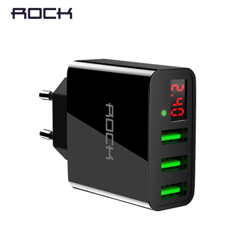 LED Display 3 USB Charger,  Universal Mobile Phone USB Charger Fast Charging Wall Charger