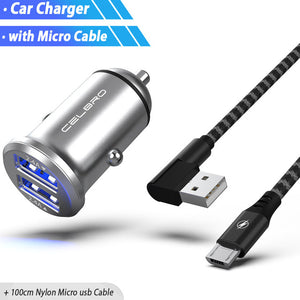 Mini Dual USB Car Charger Adapter 4.8A Metal Car-Charger Mobile Phone Car USB Charger Auto Charge 2 Port 24W