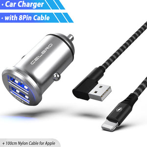 Mini Dual USB Car Charger Adapter 4.8A Metal Car-Charger Mobile Phone Car USB Charger Auto Charge 2 Port 24W