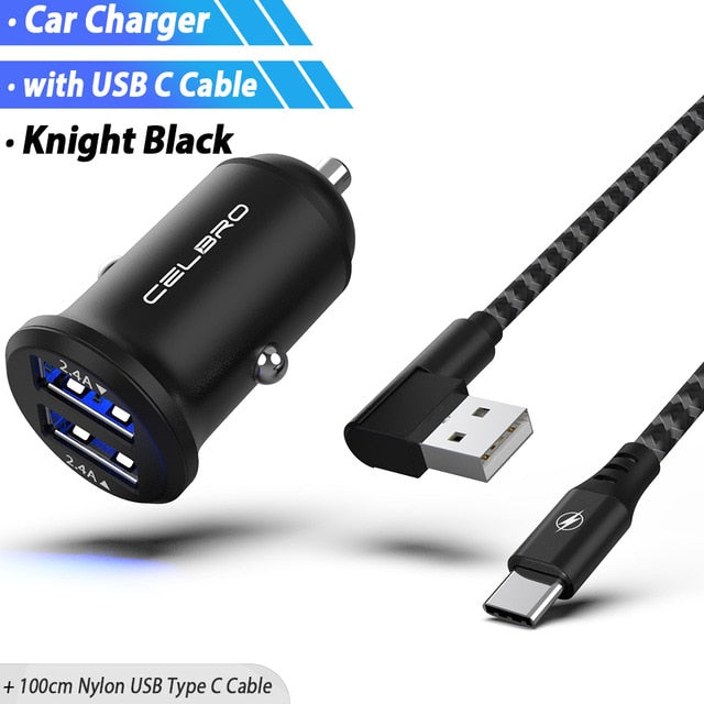 Mini Dual USB Car Charger Adapter 4.8A Metal Car-Charger Mobile Phone Car USB Charger Auto Charge 2 Port 24W