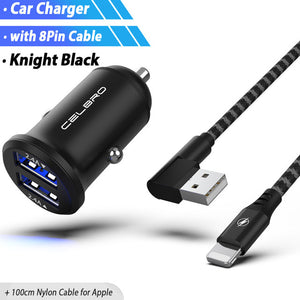 Mini Dual USB Car Charger Adapter 4.8A Metal Car-Charger Mobile Phone Car USB Charger Auto Charge 2 Port 24W